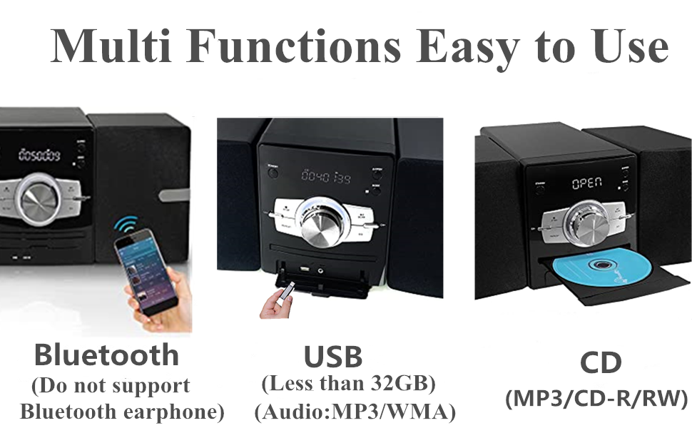 9cfe46fd 7036 4334 900e 55024b8ccaf9.  CR0,0,970,600 PT0 SX970 V1    - Home Stereo System with CD Player FM Radio Bluetooth AUX in/USB in, Earphone Jack, Remote Control, 30W HiFi Shelf Stereo System