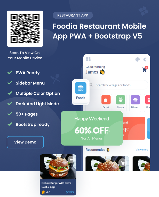 adv 1 update - Foodia - Food Restaurant Mobile App Template ( Bootstrap 5 + PWA )