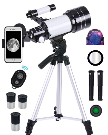 c8bb4bf5 f1b5 48e5 8b84 49a902549cbf.  CR0,0,362,453 PT0 SX362 V1    - Telescope for Adults & Kids, 70mm Aperture Professional Astronomy Refractor Telescope for Beginners, 300mm Portable Refractor Telescope with AZ Mount, Phone Adapter & Wireless Remote (Blue)