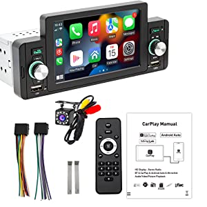 f0579701 491b 47dc b268 ee0a5a439f74.  CR0,0,1000,1000 PT0 SX300 V1    - 5 Inch Single Din Car Stereo Built-in Apple CarPlay/Android Auto/Mirror-Link, Touchscreen Radio Receiver with Bluetooth 5.1 Handsfree and 12LED HD Backup Camera, FM USB Audio Video Player