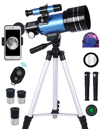 f161c79b 41e9 4649 a802 72a6a4b367d7.  CR0,0,362,453 PT0 SX362 V1    - Telescope for Adults & Kids, 70mm Aperture Professional Astronomy Refractor Telescope for Beginners, 300mm Portable Refractor Telescope with AZ Mount, Phone Adapter & Wireless Remote (Blue)