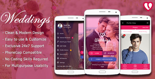 final banner envato weddings.  large preview - Weddings - Mobile Web App Kit