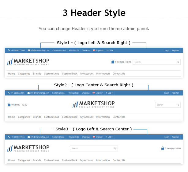 header style - MarketShop - Multi-Purpose OpenCart Theme