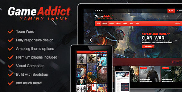 preview wp.  large preview - Game Addict - Clan War Gaming Theme
