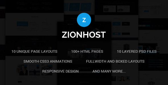 theme preview.  large preview - ZionHost - Web Hosting, Responsive HTML5 Template