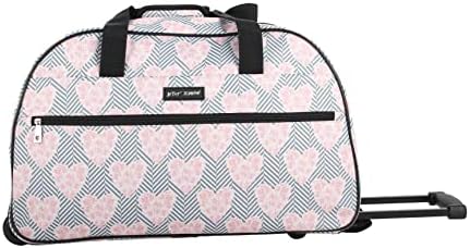 1686798487 41vPg8zLjSL. AC  - Betsey Johnson Designer Carry On Luggage Collection - Lightweight Pattern 22 Inch Duffel Bag- Weekender Overnight Business Travel Suitcase with 2- Rolling Spinner Wheels (CHEVRON HEARTS, One Size)