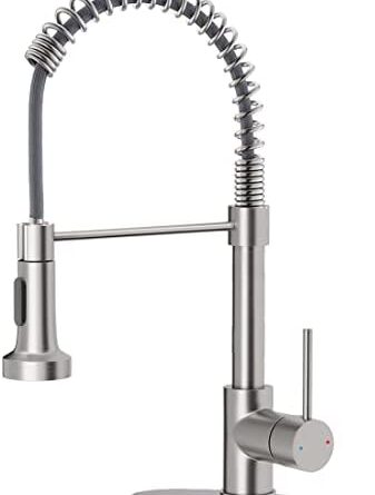 1687014940 31x6cQOtbJL. AC  337x445 - OWOFAN Kitchen Faucet with Pull Down Sprayer Brushed Nickel Stainless Steel Single Handle Pull Out Spring Sink Faucets 1 Hole Or 3 Hole Dual Function for Farmhouse Camper Laundry Utility Rv Wet Bar