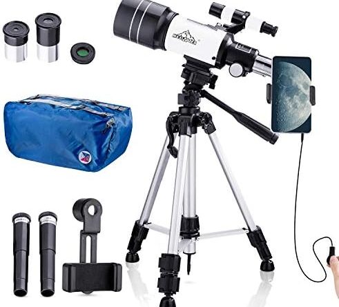 1687318192 51K91TdOKmL. AC  491x445 - Telescope for Kids Beginners,150X Astronomy Monocular Telescopes 300/70mm with Phone Adapter, Camera Wire Shutter, Moon Filter and Backpack- Adjustable Tall Tripod