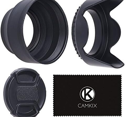 1687361499 51GL5IfsJKL. AC  488x445 - 58mm Set of 2 Camera Lens Hoods and 1 Lens Cap - Rubber (Collapsible) + Tulip Flower - Sun Shade/Shield - Reduces Lens Flare and Glare - Blocks Excess Sunlight (58 mm, Rubber Hood + Tullip Hood + Cap)