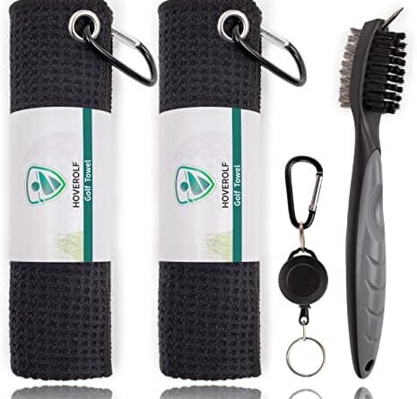 1687750927 51mJtWvOCML. AC  465x445 - Hoverolf Golf Towel (16" X 16") with Golf Club Brush, Soft & Absorbent Microfiber Towel, Thick Trifold Waffle Pattern Golf Towels for Golf Bags for Men, Convenient to Attach & Clean-Off Dirty Club