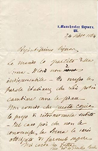 GERMAN COMPOSER Sir Julius Benedict autograph letter signed