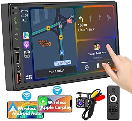 1687967350 51471QrLvbL. AC  - [Upgrade] Wireless CarPlay/Android Auto, 7 Inch Double Din Car Stereo with LCD Touchscreen, FM/AM Radio with Bluetooth 5.1 Handsfree, Type-C Charge, Phone-Link, HD Whaterproof Backup Camera