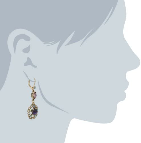 318xyqGhiQL. AC  - Betsey Johnson Carved Flower Medallion & Crystal Gem Drop Earrings,Purple