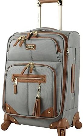 41pOwCxjBL. AC  274x445 - Steve Madden Designer 20 Inch Carry On Luggage Collection - Lightweight Softside Expandable Suitcase for Men & Women - Durable Bag with 4-Rolling Spinner Wheels (Harlo Gray)