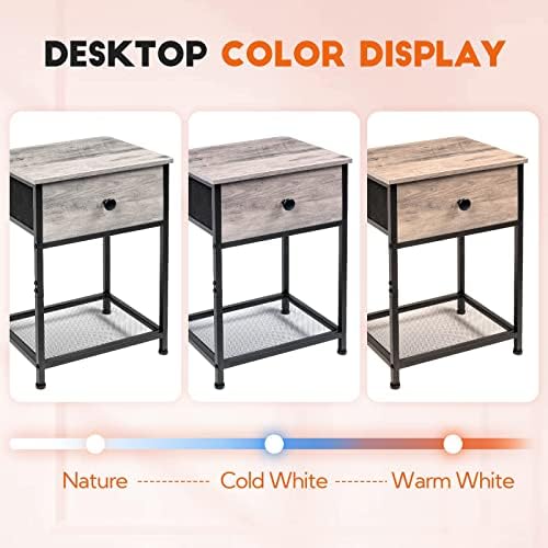 51AS+3Wy3IL. AC  - AMHANCIBLE Nightstands Set of 2, Small End Tables Living Room with Drawer, Industrial Slim Side Tables with Shelf, Night Stands for Bedroom, Wood Metal Accent Furniture, Greige HET03SDGY