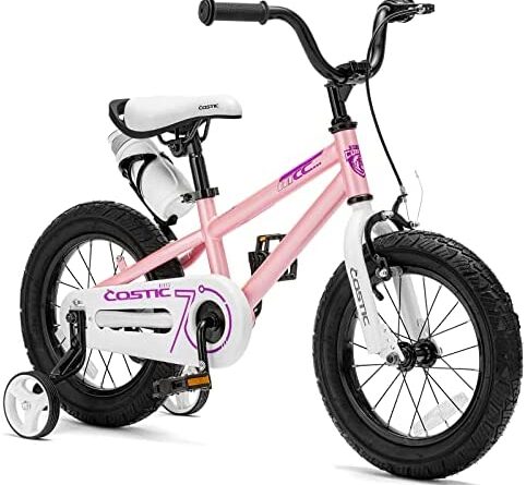 51ZufmTpFL. AC  482x445 - COSTIC Kids Bike for 3-8 Year Old Boys Girls BMX Freestyle Kid's Bicycle 12 14 16 Inch with Removable Training Wheels and Water Bottle ，Kickstand for 16 Inch Bikes，Multiple Colors，Blue White Pink