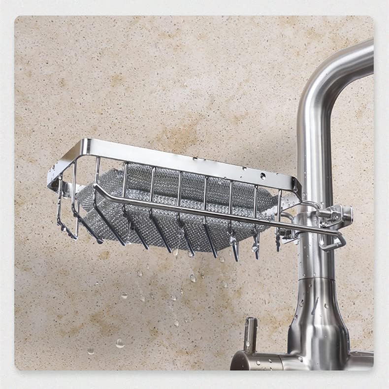 61zXr0I6owL. AC  - Faucet Sponge Holder for Kitchen Sink, ZeJlo Faucet Rack for Kitchen Sink and Shower Caddy, Premium SUS304 Stainless Steel Detachable Hanging Faucet Drain Rack for Soap Sponge Brush Scrubber
