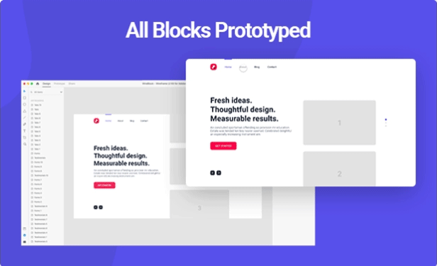 All Blocks Prototyped - WireBlock - Wireframe UI Kit for Adobe XD