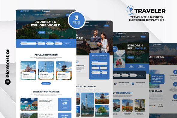 travel banner - Traveler – Travel & Trip Business Elementor Template Kit