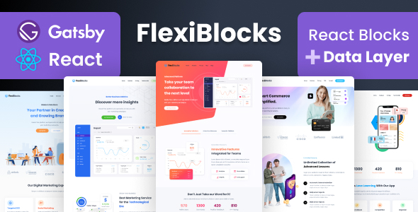 01 gatsby template flexiblocks preview.  large preview - FlexiBlocks - React Gatsby Landing Page Templates
