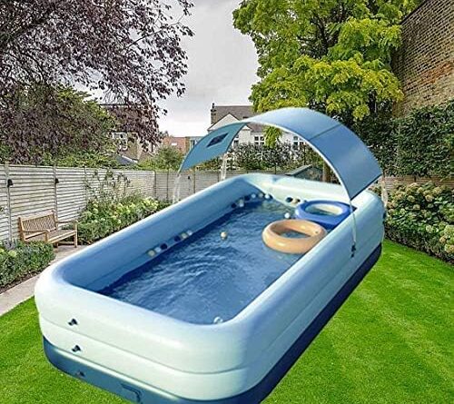 1688183986 61VqeaICioL. AC  500x445 - YUEWO Inflatable Swimming Pool with Canopy Outdoor Above Ground Portable Pool for Baby, Kids, Adults Blow Up Pool for Family Garden Backyard (Blue, 260x160x68cm/102x63x27inch)