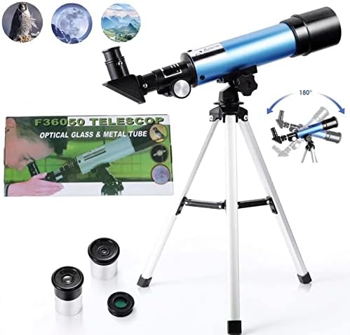 Updated Telescope, Portable Telescope for Astronomy Beginners Kids Adults Refractor Travel Telescope 90x Magnification with Tabletop Tripod 2 Eyepieces, Astronomy Gifts for Kids