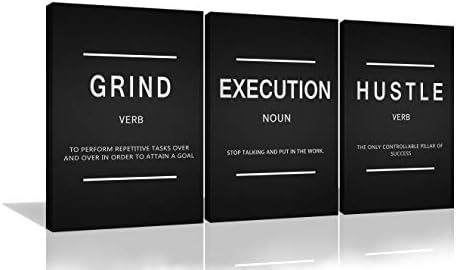 1689916117 31y28 ywGeL. AC  - 3 Pieces Grind Verb Hustle Verb Execution Noun Motivational Wall Art Canvas Print Office Decor Inspiring Framed Prints Inspirational Quotes for Wall Art Decoration Ready to Hang
