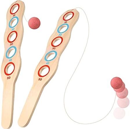 1689959467 41vNzqV68hS. AC  448x445 - ArtCreativity Wooden Flip Paddle Game, Set of 2, Wood Paddle Toy with Red Ball on String, Outdoor Toys for Boys and Girls, Beach and Backyard Games for Kids and Adults, Great Gift Idea