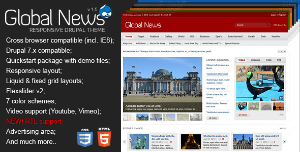 Global News Portal – Responsive Drupal Theme