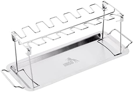 1690219150 41xoVkDOxKL. AC  - UNCO- Chicken Leg Rack for Grill with Drip Pan, 14 Slots Stainless Steel, Chicken Wing Rack for Smoker, Chicken Drumstick Rack, Chicken Stand for Smoker, Chicken Drumstick Holder, Grill Rack.