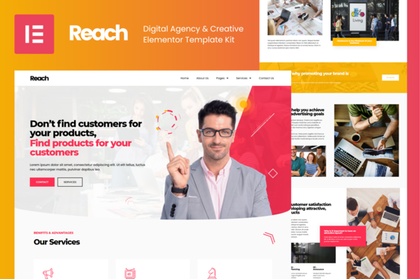 cover reach template kit v2 - Reach - Digital Agency & Creative Elementor Template Kit