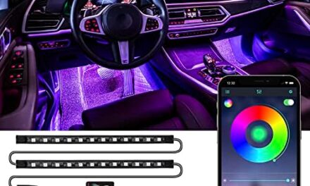 LivTee Smart RGB LED Interior Lights, 2 Lines Design with USB Port, App Control, Music Mode and DIY Mode, Car Accessories Gifts for Women Men