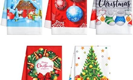 TanYiYi Kitchen Towels for Christmas Decorations-Microfiber Cleaning Cloth-5 Pack-21.6″x15.7″-Absorbent Dish Towels,Funny Tea Towels and Bar Towels, (Christmas)