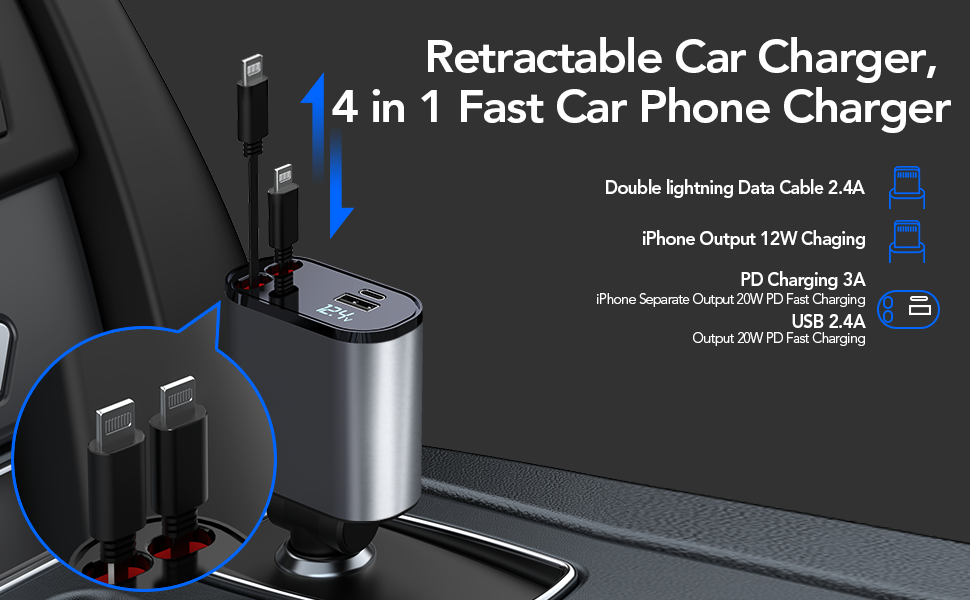 retractable iPhone car charger