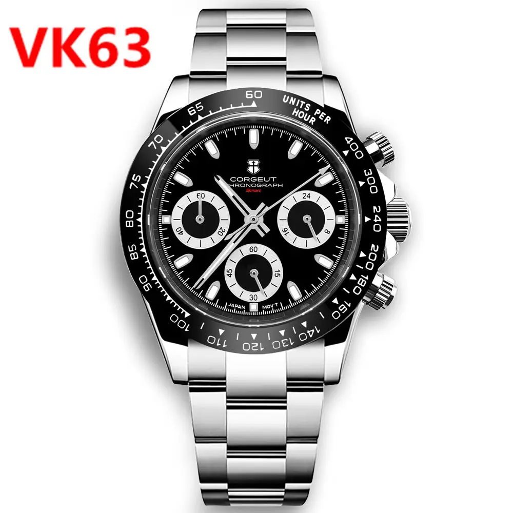 Corgeut Men Watch 24 hours Multifunction Sport Watches Luxury Brand full chronograph VK63 Quartz Men Dress Relogio Masculino