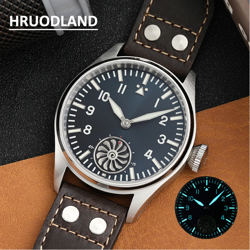 Hruodland Men’s Pilot Watch ST3620 Movement Mechanical Sapphire Crystal BGW-9 Luminous 100M Waterproof Retro Turbine Pilot Watch