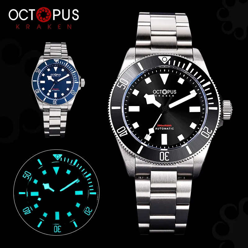 Octopus 2023 New Men’s Automatic Dive Starfish Watch 200M Waterproof  39mm Titanium Bracelet PT5000 Pelagost Homage Watches