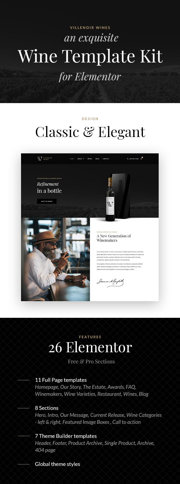 Villenoir Wine Elementor Template Kit