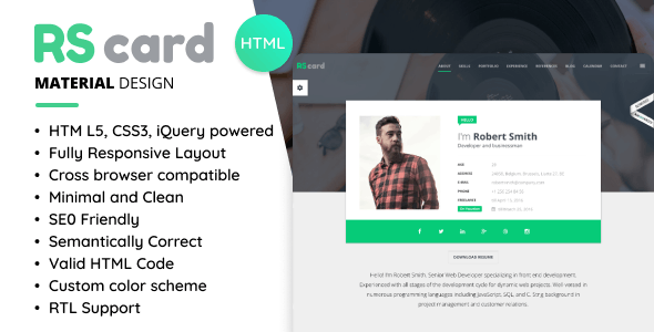 Material CV / Resume HTML Template