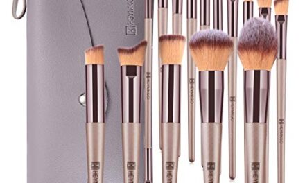 HEYMKGO Makeup Brushes 15PCS Champagne Gold Professional Makeup Brush Set Foundation Brush Blending Powder Blush Concealer Eye Make Up Brush with Bag