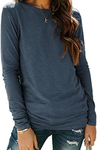 AUTOMET Womens Long Sleeve Round Neck Shirts Basic Tee