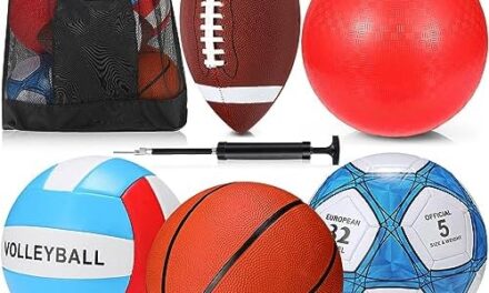 Jenaai 7 Pieces Sports Balls Set, Christian Charity Donation Supplies Christmas Operation for Child Include Basketball Football Soccer Volleyball with Bags and Pumps, Kids Outdoor Backyard Games