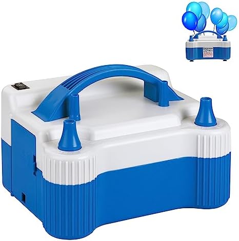 【The OriGlam Portable Dual Nozzle Blue White 110V 700W Electric Balloon Blower Pump, Electric Household Balloon Inflator Air Pump Blower for Birthday, Wedding Decoration