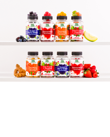 feelgood superfoods gummies vita fruit and veggie turmeric curcumin super berry axstaxantin 