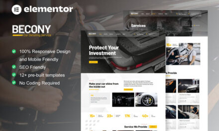 Becony – Car Detailing Services & Car Repair Elementor Template Kit