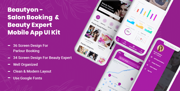 Beautyon – Beauty Parlour Booking & Beauty Expert Mobile App UI Kit