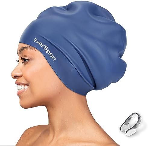 EverSport Large Swim Cap for Braids and Dreadlocks, Waterproof Silicone Swimming Cap for Women Men Keep Hair Dry