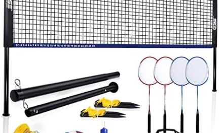 GSE Portable Badminton Volleyball Combo Set for Backyard Lawn/Beach with Volleyball/Badminton Net, PU Volleyball with Pump, 4 Badminton Rackets, 3 Shuttlecocks and Carrying Bag