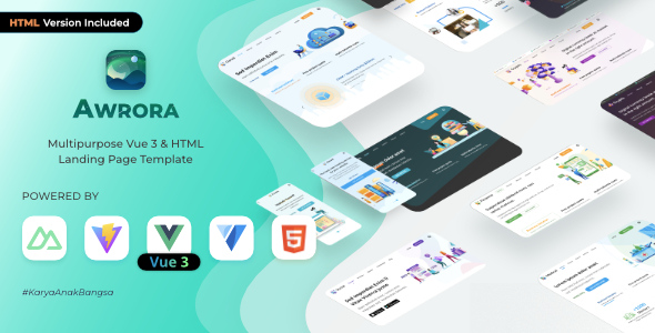 Awrora – Multipurpose Vue HTML Landing Page Template