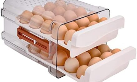 Sooyee 40 Capacity Egg Container for Refrigerator, Household Egg Holder for Fridge, Transparent 2 Drawers Chicken Egg Storage Container,White